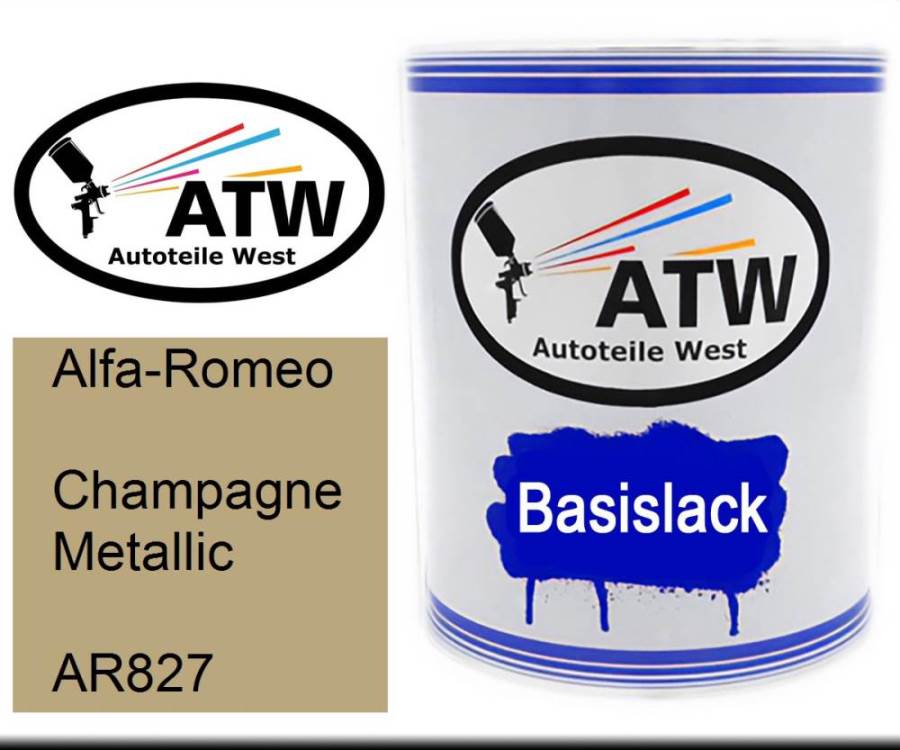 Alfa-Romeo, Champagne Metallic, AR827: 1L Lackdose, von ATW Autoteile West.